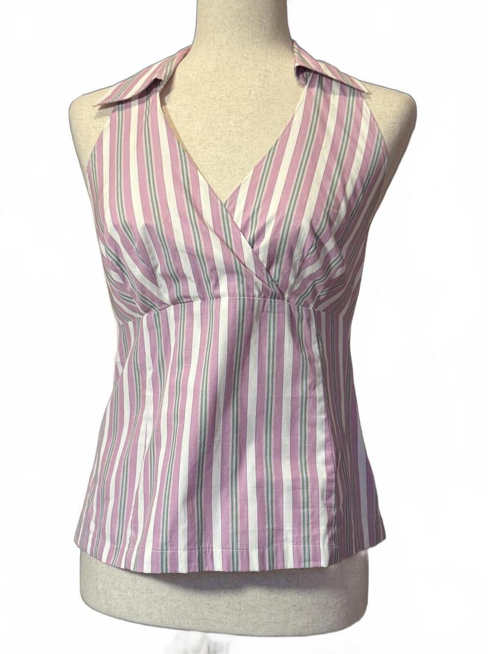 Ann Taylor LOFT Petites Pink Striped Halter Top Size 8P